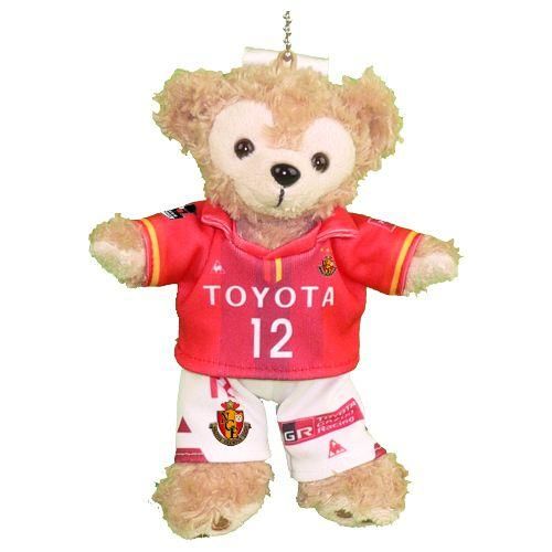 ダッフィー 服 ぬいバサイズ 名古屋の2016年ホームの赤いユニフォーム風 ダッフィーのコスプレ服 衣装 サッカー 番号ネーム指定可