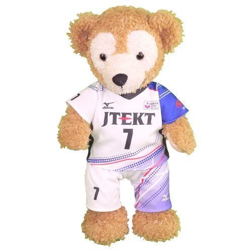 ダッフィー ぬいぐるみ 服 ユニフォーム Sサイズ JTEKT STRINGS 2016-17年風 ダッフィーのコスプレ服 衣装 バレーボール 番号ネーム指定可