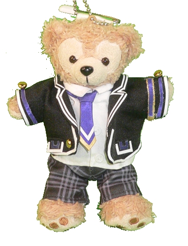 ダッフィー ぬい服 ぬいぐるみバッジサイズ 黒色ジャケット風コスチューム ダッフィーのコスプレ衣装 着せ替え服 EMBLEM 演舞Re夢