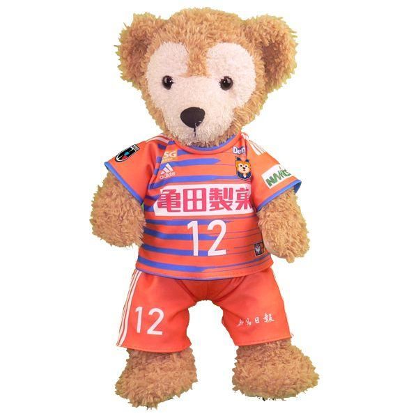 ダッフィー ぬいぐるみ 服 ユニフォーム Sサイズ 新潟 2019年 オレンジ風 ダッフィーのコスプレ服 衣装 サッカー 番号ネーム指定可