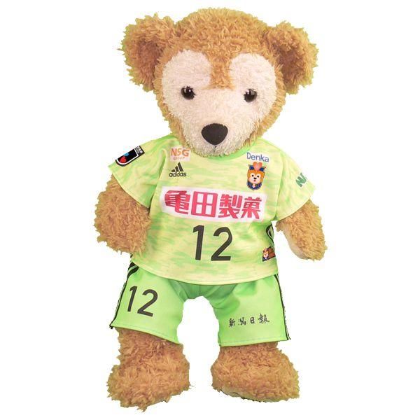 ダッフィー ぬいぐるみ 服 ユニフォーム Sサイズ 新潟 2019年 緑 ゴールキーパー風 ダッフィーのコスプレ服 衣装 サッカー 番号ネーム指定可