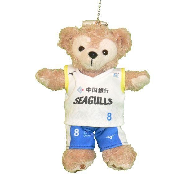 ダッフィー 服 ぬいバサイズ 岡山シーガルズ 2019-20 白のミズノユニフォーム風 ダッフィーのコスプレ服 衣装 バレーボール 番号ネーム指定可