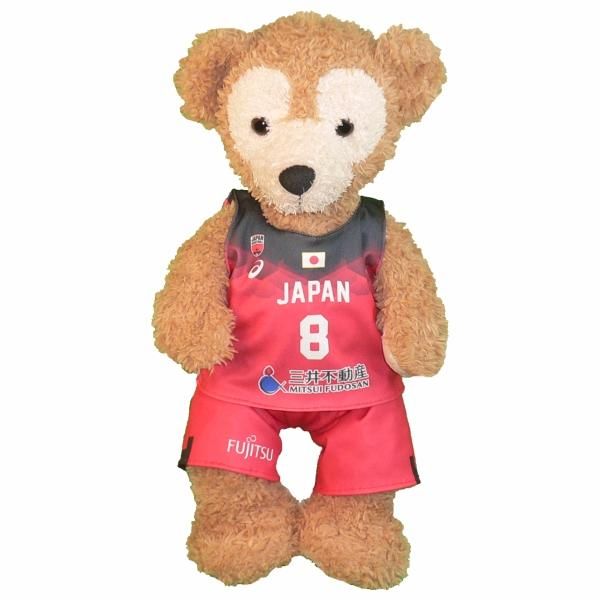 ダッフィー ぬいぐるみ 服 ユニフォーム Sサイズ 日本代表 女子 2017年 赤風 ダッフィーのコスプレ服 衣装 バスケットボール 番号ネーム指定可