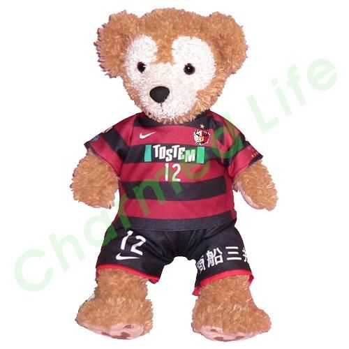 ダッフィー ぬいぐるみ 服 ユニフォーム Sサイズ 鹿島 2009年風 ダッフィーのコスプレ服 衣装 サッカー 番号ネーム指定可