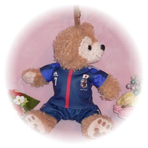 ダッフィー 服 ポーチサイズ 日本 2012-13年のユニフォーム風 ダッフィーのコスプレ服 衣装 サッカー 番号ネーム指定可