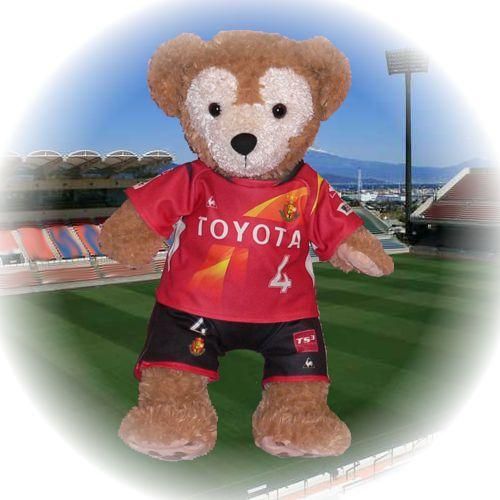 ダッフィー ぬいぐるみ 服 ユニフォーム Sサイズ 名古屋 2013年風 ダッフィーのコスプレ服 衣装 サッカー 番号ネーム指定可