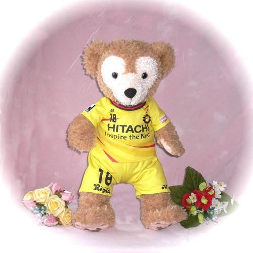 ダッフィー ぬいぐるみ 服 ユニフォーム Sサイズ 柏 2013-14年 黄色風 ダッフィーのコスプレ服 衣装 サッカー 番号ネーム指定可