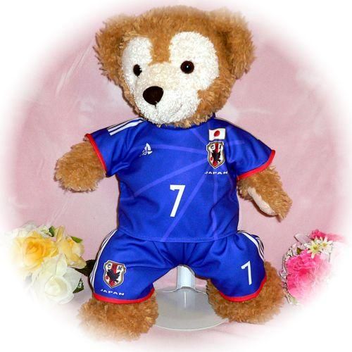 ダッフィー ぬいぐるみ 服 ユニフォーム Sサイズ 日本 2014年風 ダッフィーのコスプレ服 衣装 サッカー 番号ネーム指定可