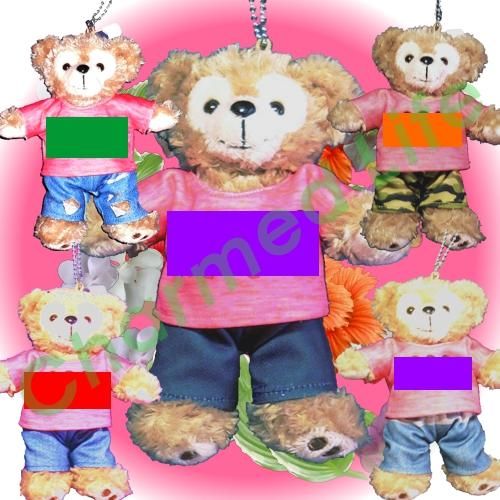 ダッフィー 服 ぬいバサイズ 2013 ピンクのツアーTシャツ風 ダッフィーのコスプレ服 衣装 5人組