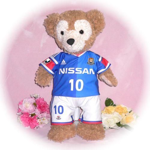 ダッフィー ぬいぐるみ 服 ユニフォーム Sサイズ 横浜 2014年風 ダッフィーのコスプレ服 衣装 サッカー 番号ネーム指定可