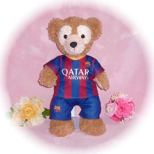 ダッフィー ぬいぐるみ 服 ユニフォーム Sサイズ バルセロナ風 ダッフィーのコスプレ服 衣装 サッカー 番号ネーム指定可
