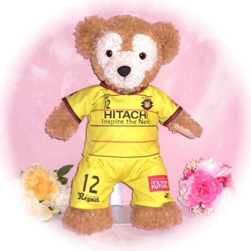 ダッフィー ぬいぐるみ 服 ユニフォーム Sサイズ 柏 2015年 黄色風 ダッフィーのコスプレ服 衣装 サッカー 番号ネーム指定可