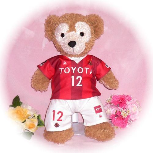 ダッフィー ぬいぐるみ 服 ユニフォーム Sサイズ 名古屋 2015年 ホーム風 ダッフィーのコスプレ服 衣装 サッカー 番号ネーム指定可
