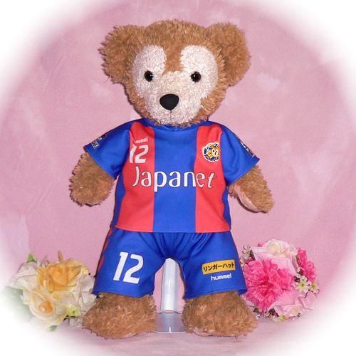 ダッフィー ぬいぐるみ 服 ユニフォーム Sサイズ 長崎 2015年風 ダッフィーのコスプレ服 衣装 サッカー 番号ネーム指定可