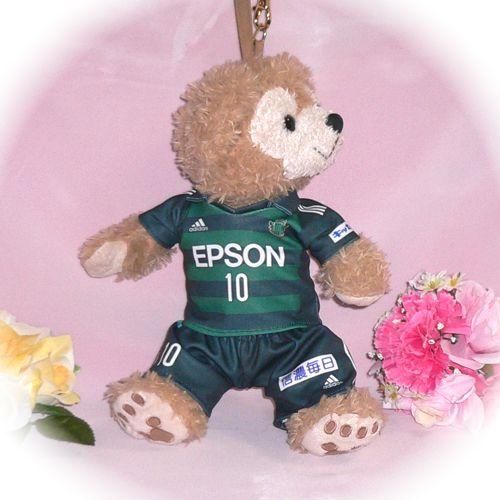 ダッフィー 服 ポーチサイズ 長野の2015年緑のユニフォーム風 ダッフィーのコスプレ服 衣装 サッカー 番号ネーム指定可