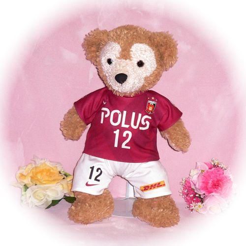 ダッフィー ぬいぐるみ 服 ユニフォーム Sサイズ 浦和 2015年風 ダッフィーのコスプレ服 衣装 サッカー 番号ネーム指定可