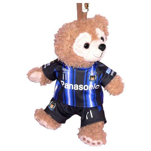 ダッフィー 服 ポーチサイズ 大阪の2015年縦ボーダーのユニフォーム風 ダッフィーのコスプレ服 衣装 サッカー 番号ネーム指定可